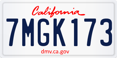 CA license plate 7MGK173