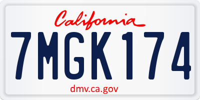 CA license plate 7MGK174