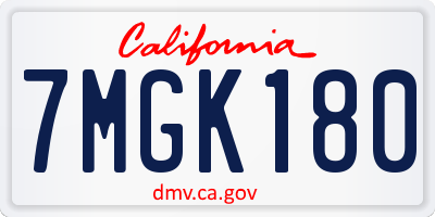 CA license plate 7MGK180