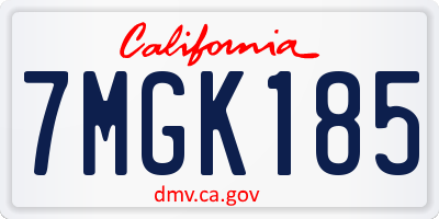 CA license plate 7MGK185