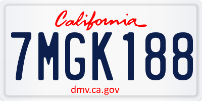 CA license plate 7MGK188