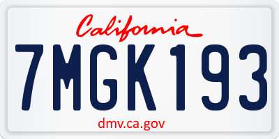 CA license plate 7MGK193