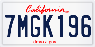CA license plate 7MGK196