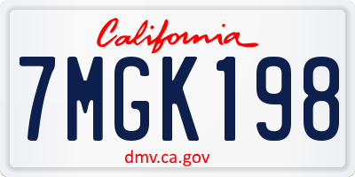 CA license plate 7MGK198
