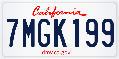 CA license plate 7MGK199