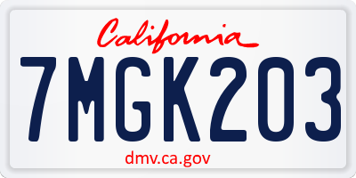 CA license plate 7MGK203