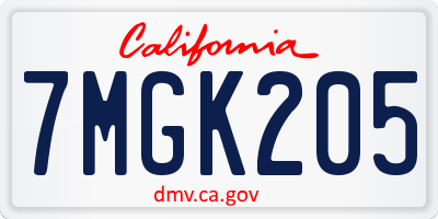 CA license plate 7MGK205