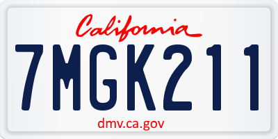 CA license plate 7MGK211