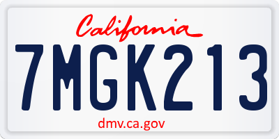 CA license plate 7MGK213