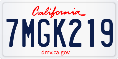 CA license plate 7MGK219