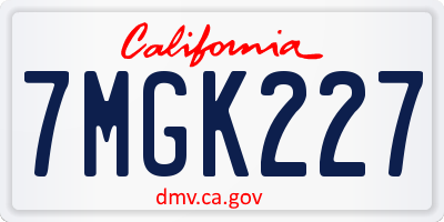 CA license plate 7MGK227