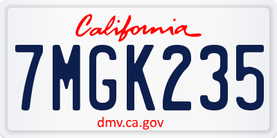 CA license plate 7MGK235