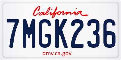 CA license plate 7MGK236