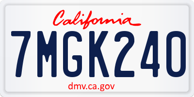 CA license plate 7MGK240