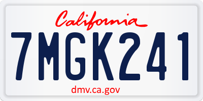 CA license plate 7MGK241