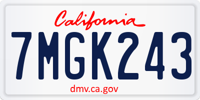 CA license plate 7MGK243