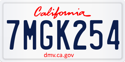 CA license plate 7MGK254