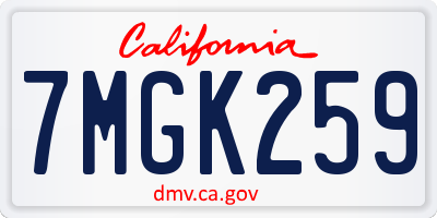 CA license plate 7MGK259