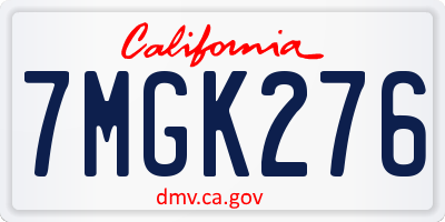 CA license plate 7MGK276
