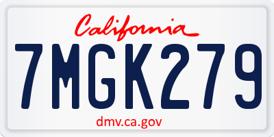 CA license plate 7MGK279