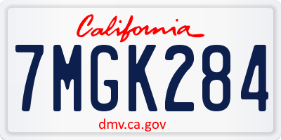 CA license plate 7MGK284