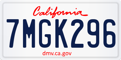CA license plate 7MGK296