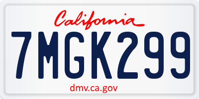 CA license plate 7MGK299