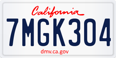 CA license plate 7MGK304