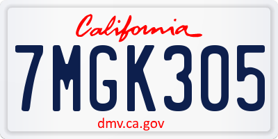 CA license plate 7MGK305