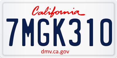 CA license plate 7MGK310
