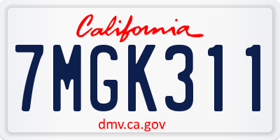 CA license plate 7MGK311