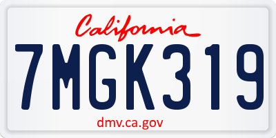 CA license plate 7MGK319