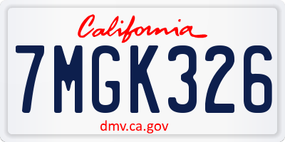 CA license plate 7MGK326