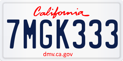 CA license plate 7MGK333