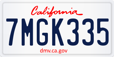 CA license plate 7MGK335