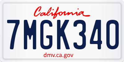 CA license plate 7MGK340