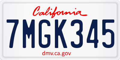 CA license plate 7MGK345