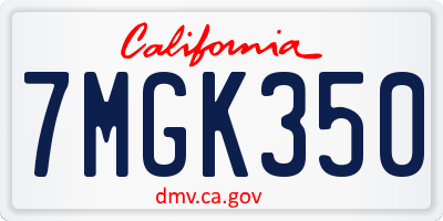 CA license plate 7MGK350