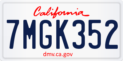 CA license plate 7MGK352