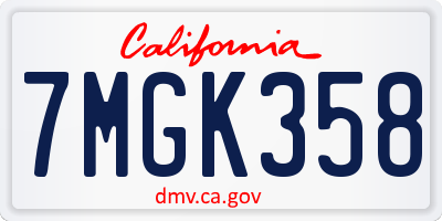 CA license plate 7MGK358