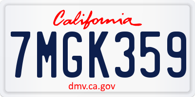 CA license plate 7MGK359