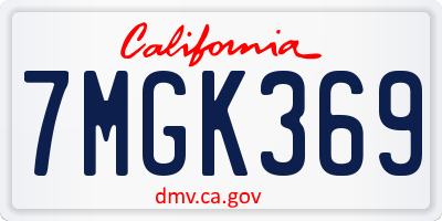 CA license plate 7MGK369
