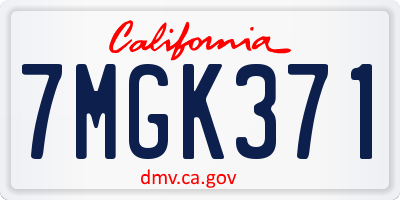 CA license plate 7MGK371