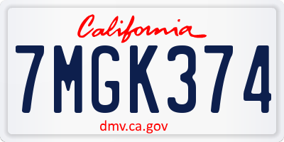 CA license plate 7MGK374