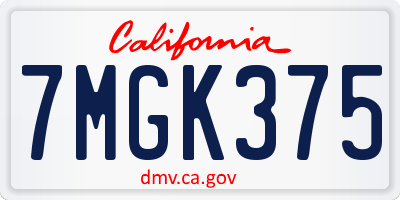 CA license plate 7MGK375