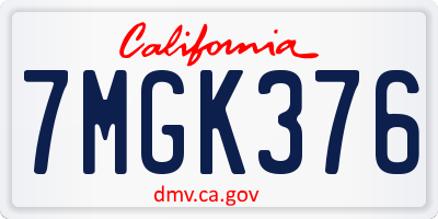 CA license plate 7MGK376