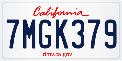 CA license plate 7MGK379