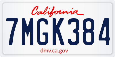 CA license plate 7MGK384