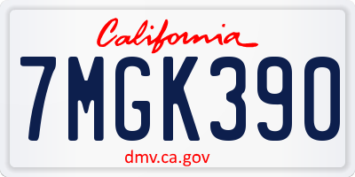 CA license plate 7MGK390