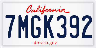 CA license plate 7MGK392